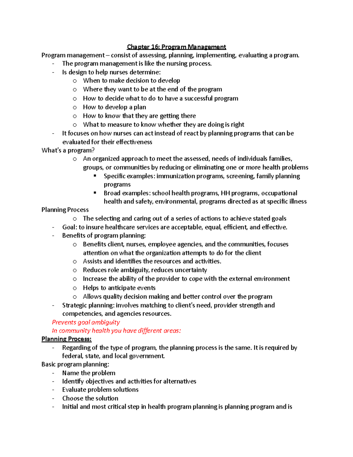 Chapter 16community - community ch 16 notes - Chapter 16: Program ...
