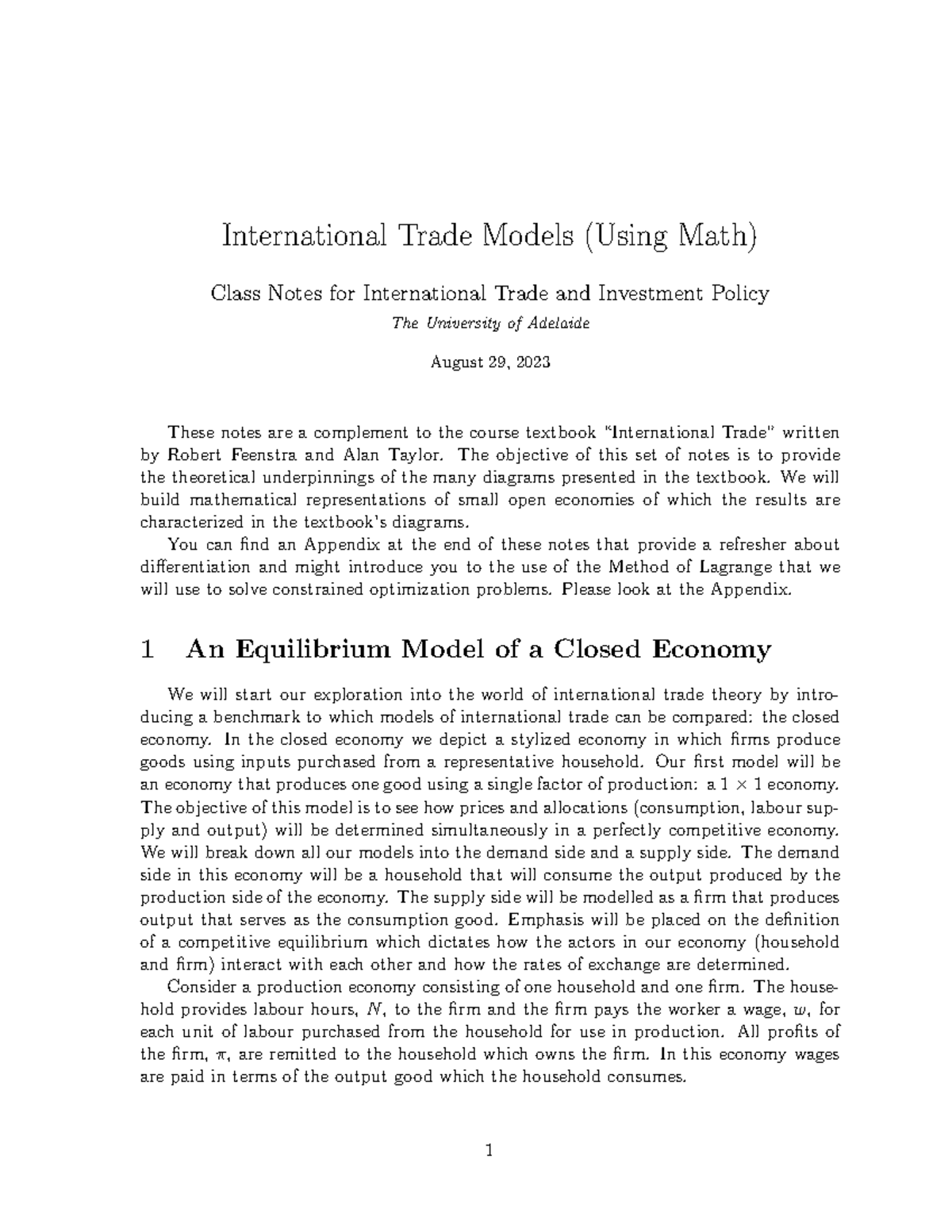 Itipclass Notes - International Trade Models (Using Math) Class Notes ...