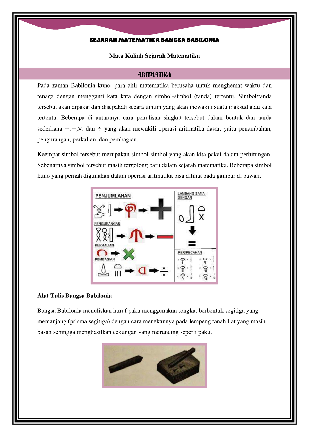 Sejarah Matematika Bangsa Babilonia Bagian 2 - SEJARAH MATEMATIKA ...