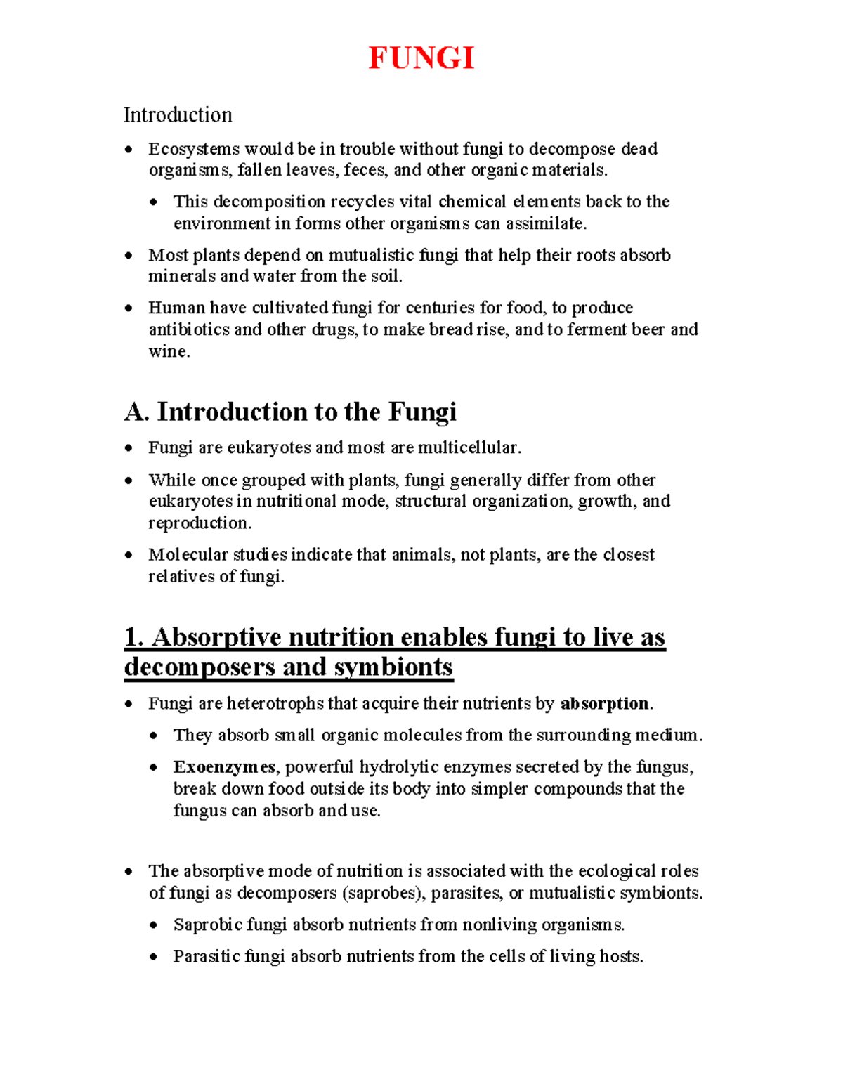 Fungi - Science De La Biologie - FUNGI Introduction Ecosystems Would Be ...