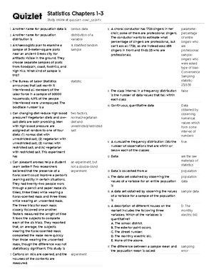 Study Guide 1 5 - Stats introductory class - Study Guide, Chapters 1 ...