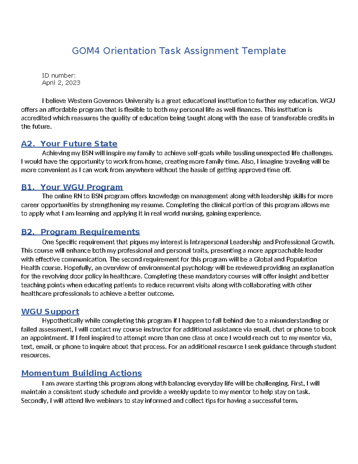 Orientation Task - WGU offers an affordable program that is flexible to ...