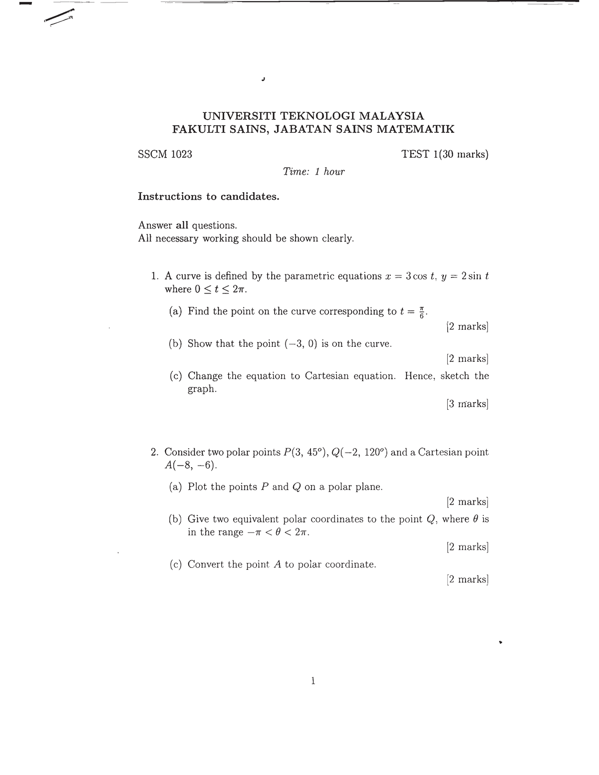 Test1 SSCM1023 2012 2013 - Engineering Mathematics - Studocu