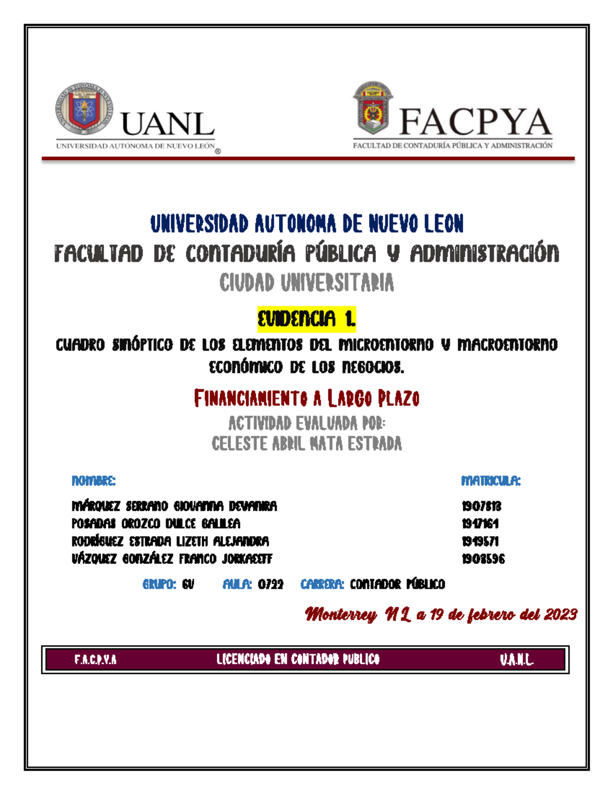 Evidencia 1 Cuadro Sinóptico Universidad Autonoma De Nuevo Leon Facultad De Contaduría 6503