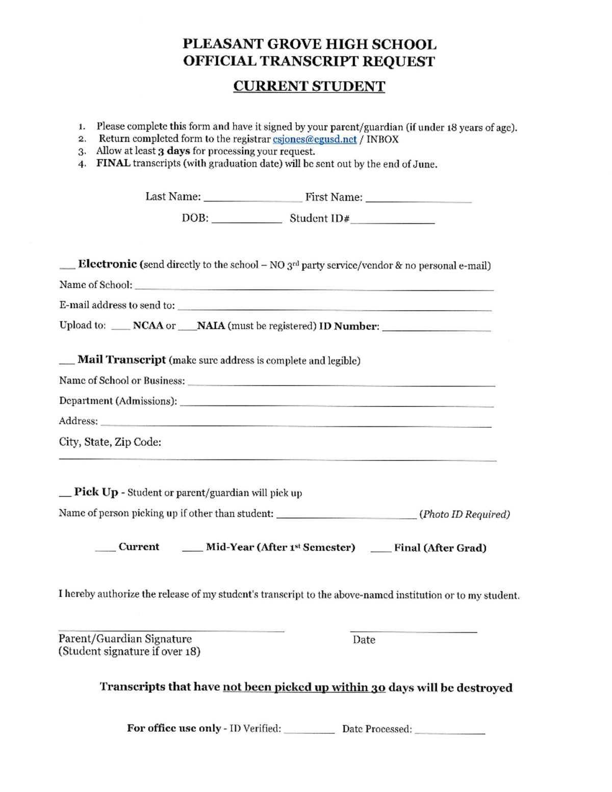 Current Student Transcript Request - Studocu