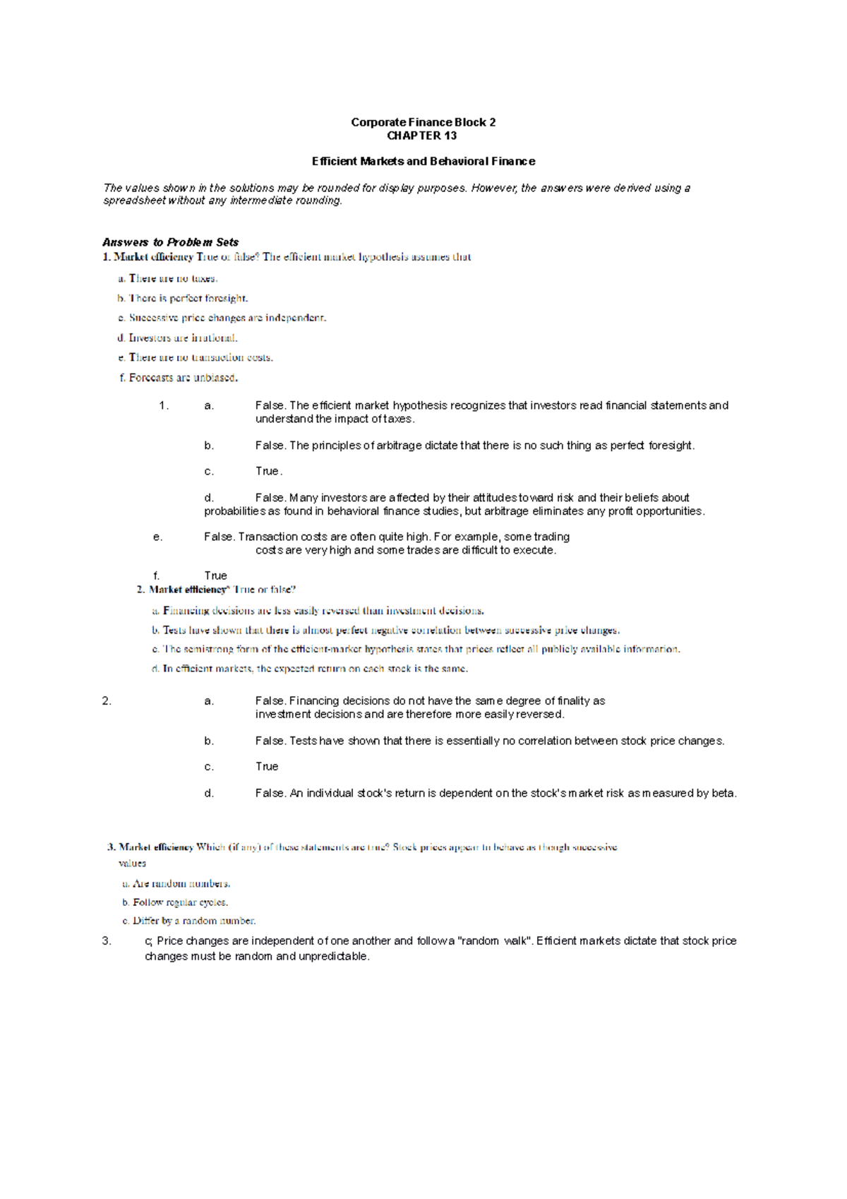 Corporate Finance Block 2 Chapter 13 Textbook Questions and answers