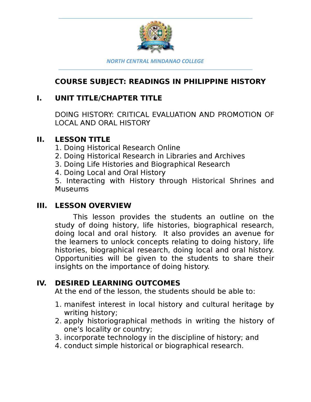 GE 2 Readings IN Philippine History - Critical Evaluation AND Promotion ...