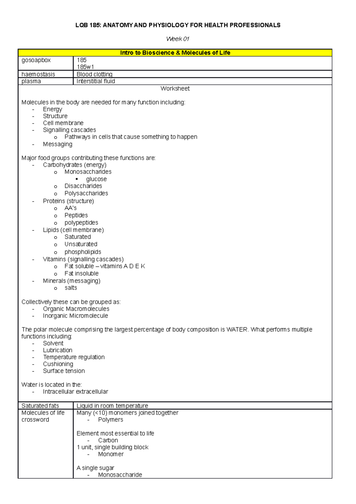 LQB 185 WORK - worksheets for this subject from anatomy and physiology ...