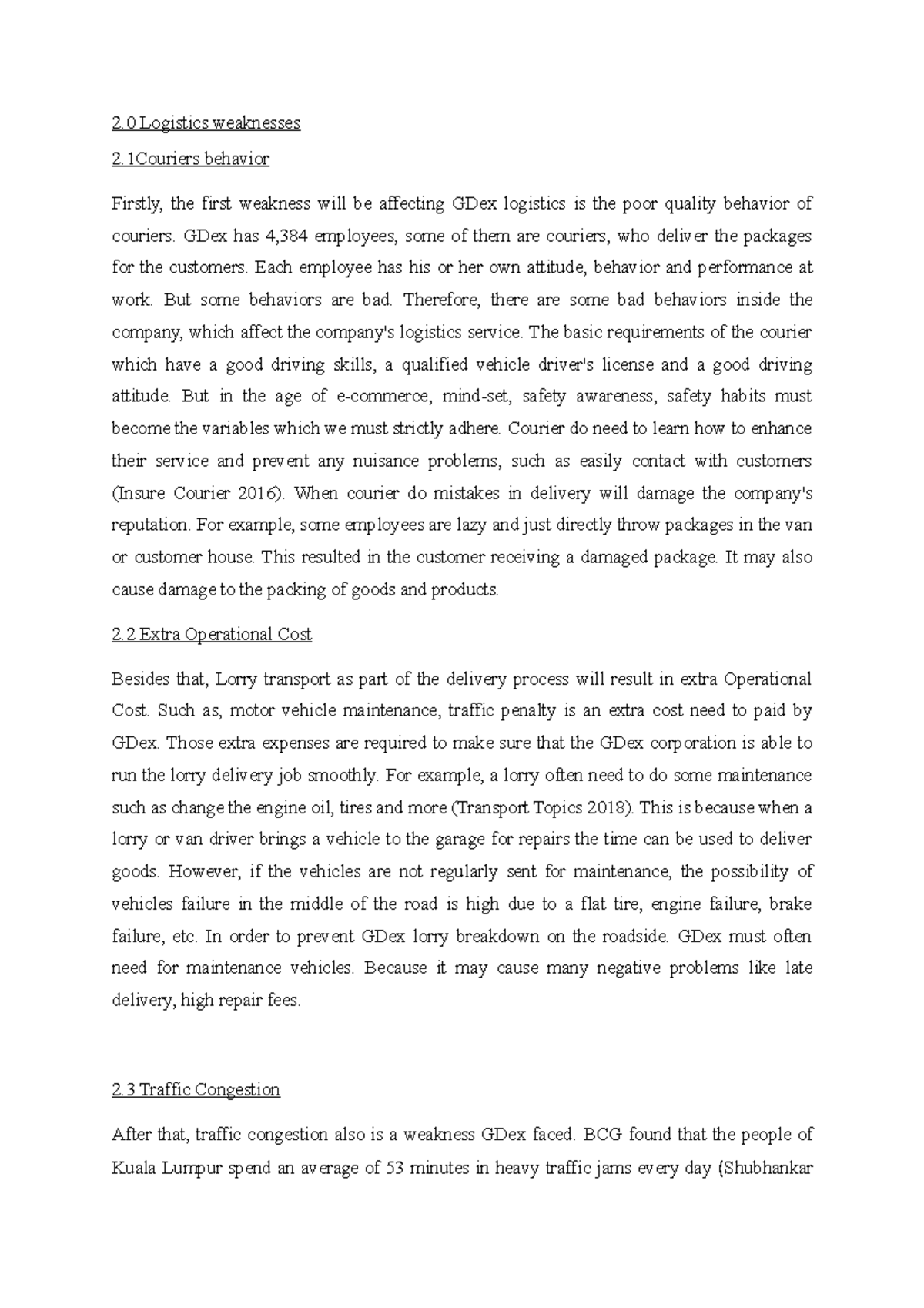 BLO - notes - 2 Logistics weaknesses 2 behavior Firstly, the first ...