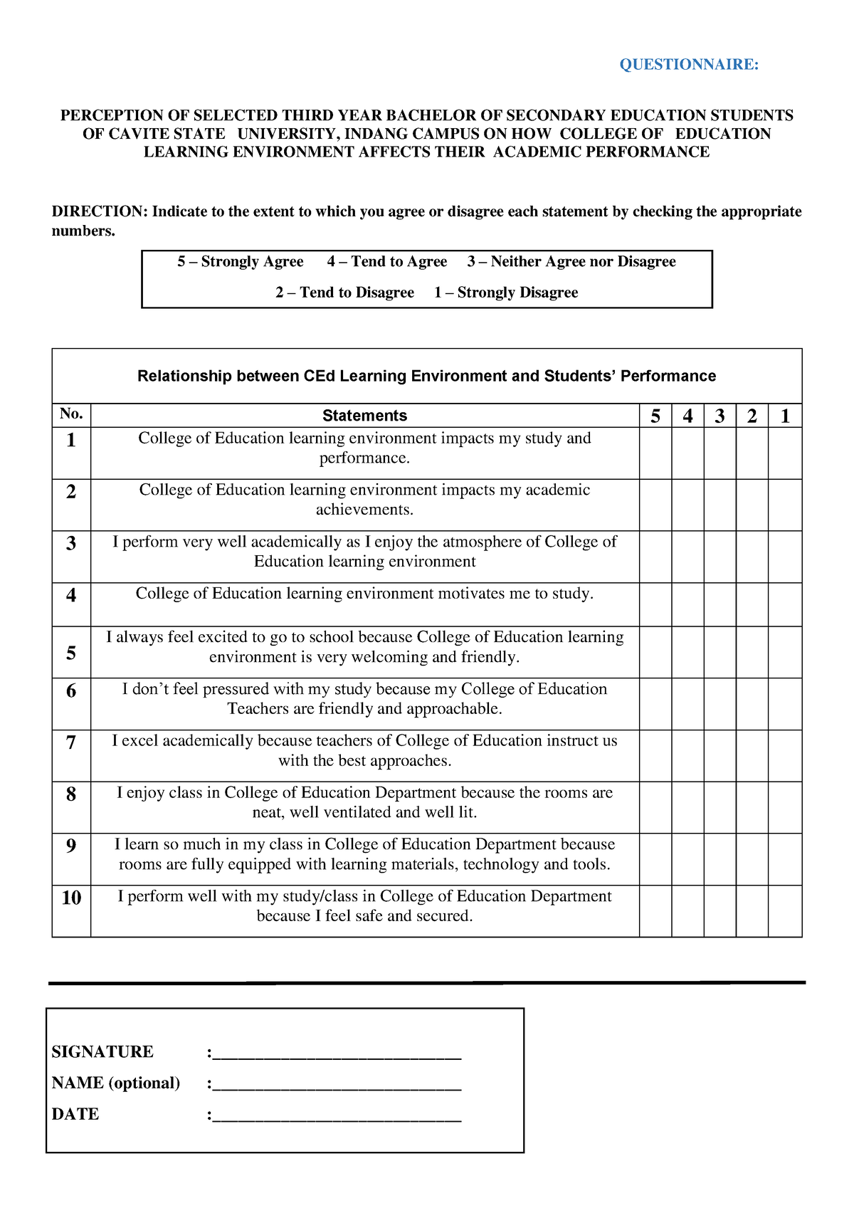 Rating Scale Example Tagalog