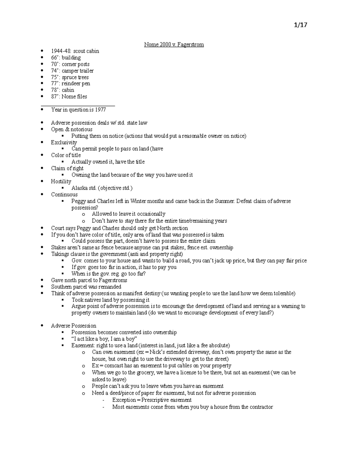 Notes 5 1/ Nome 2000 v. Fagerstrom 194448 scout cabin 66’ building
