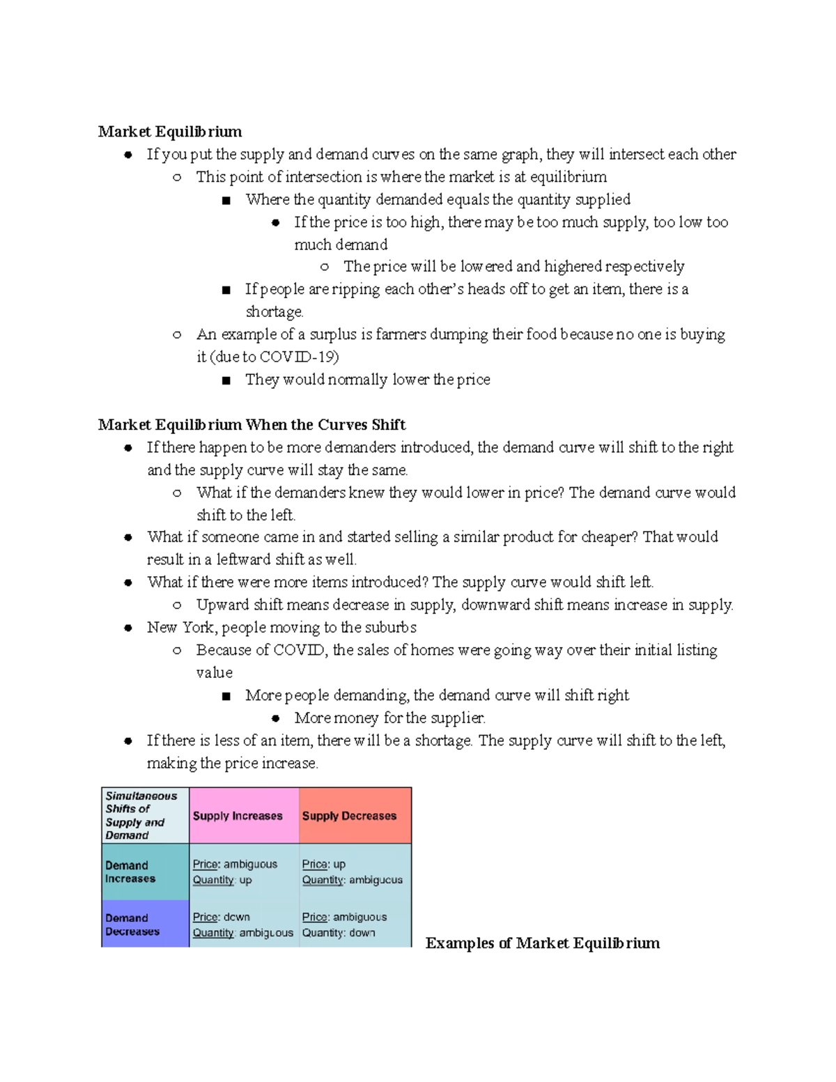 Micro Economics Week 3 Video Notes - Market Equilibrium If you put the ...