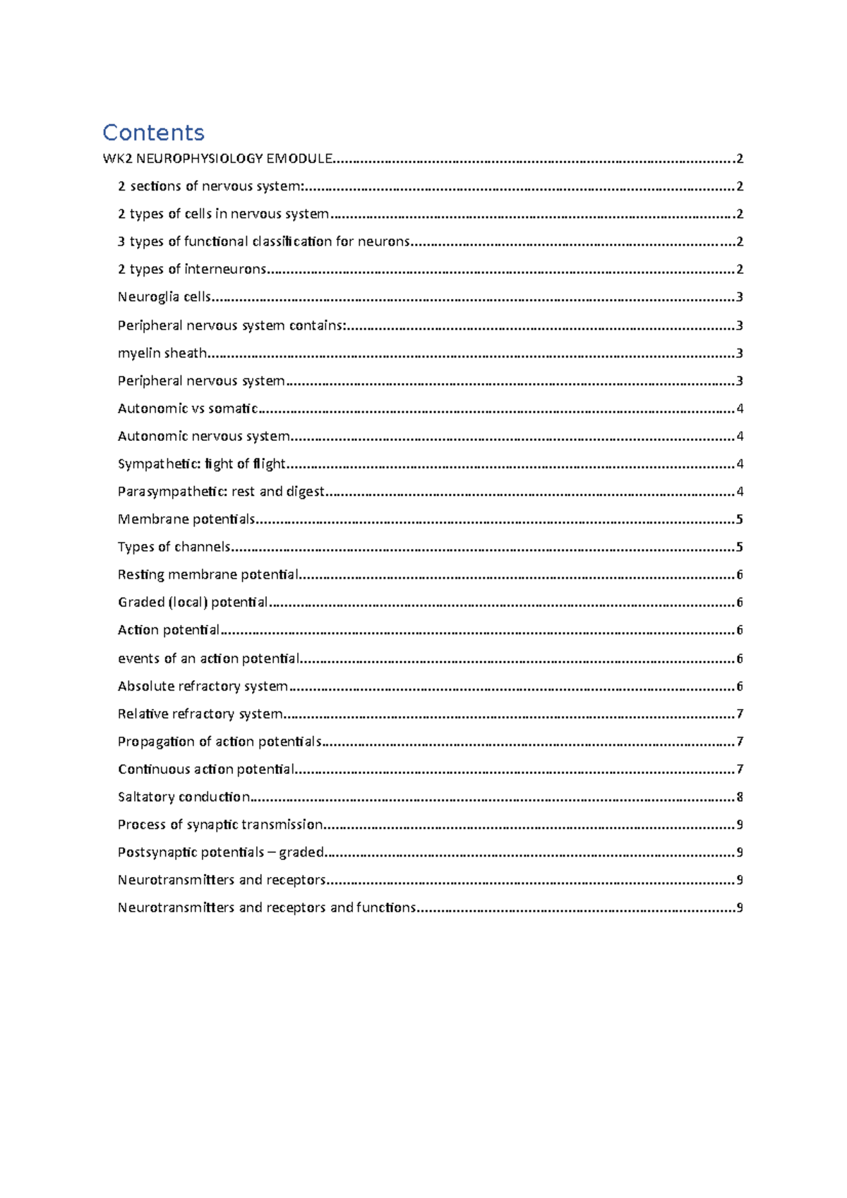 Wk 2 emodule neurophys - Lecture notes week 2 - Contents WK2 ...