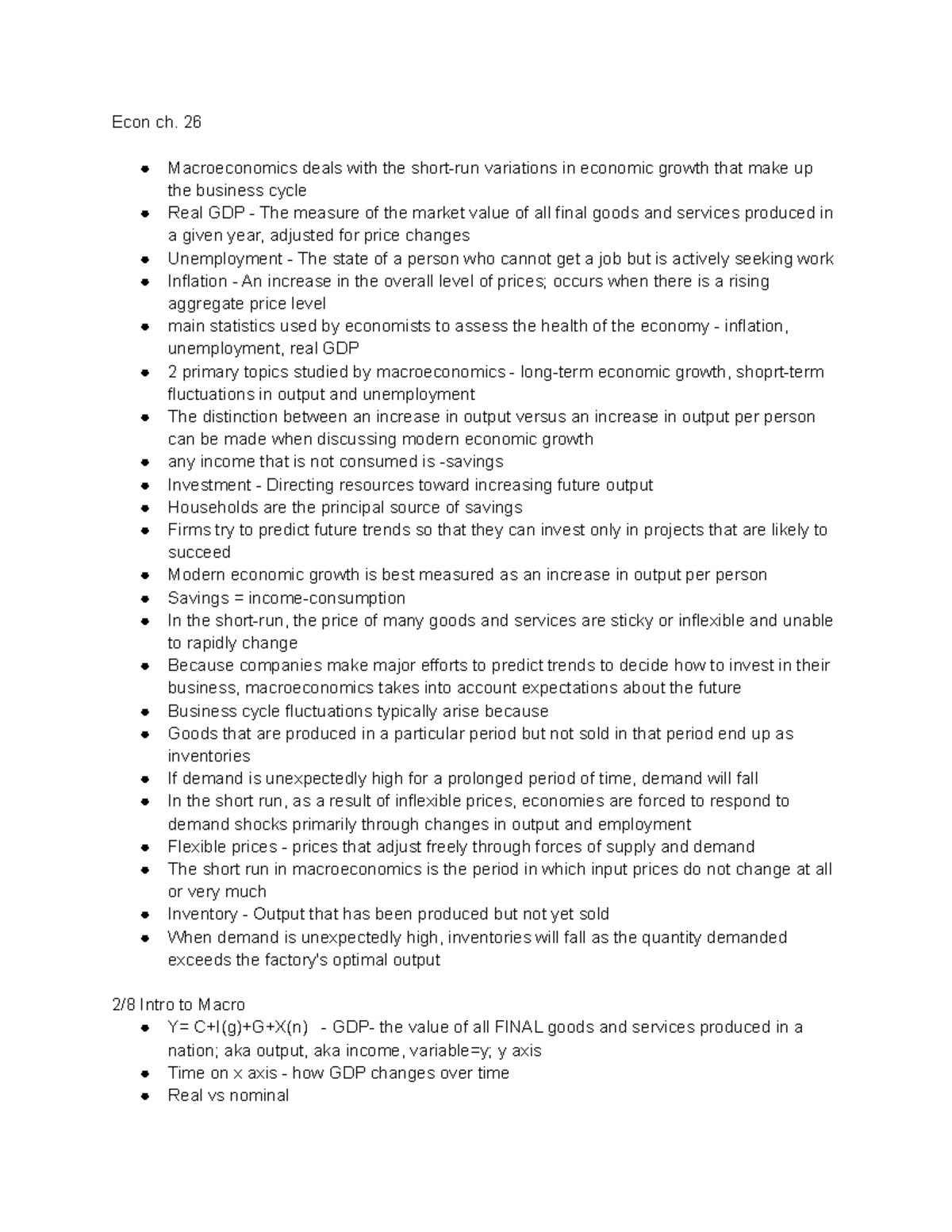 Econ ch 26 - These are notes from the class lecture for chapter 26 as ...