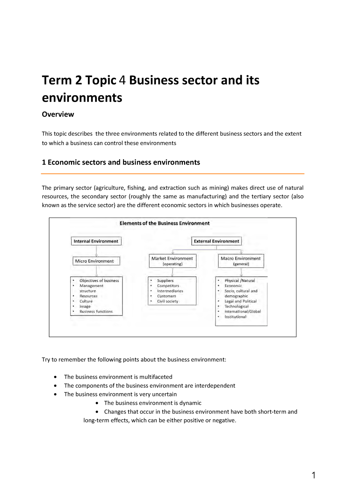 essay about business sectors