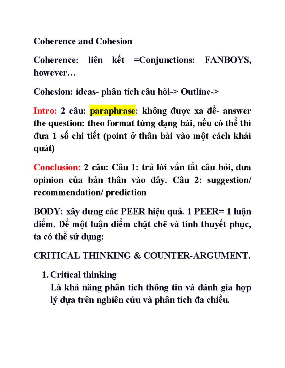 Coherence and Cohesion in writing - Coherence and Cohesion Coherence ...