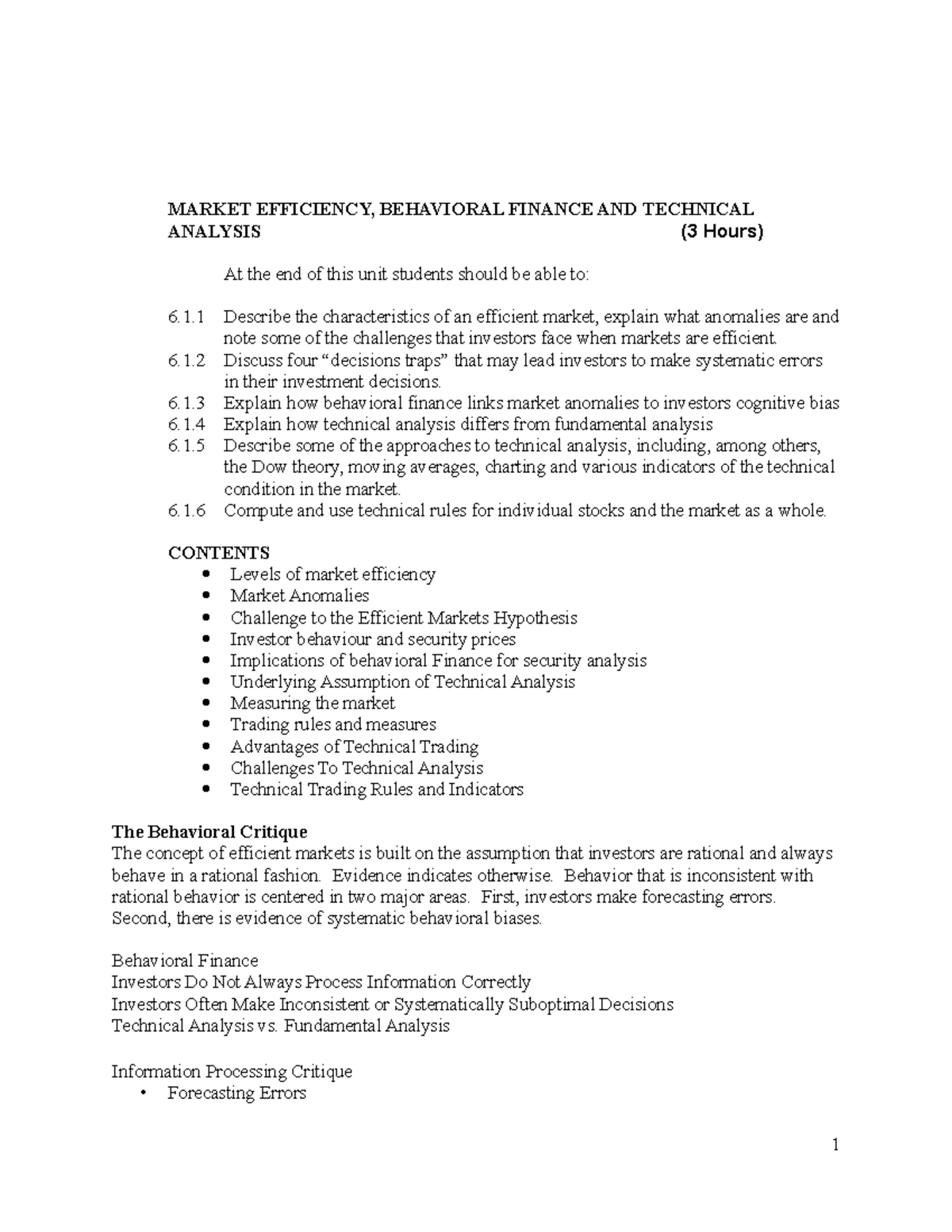 technical-analysis-securities-analysis-notes-and-tutorial-market