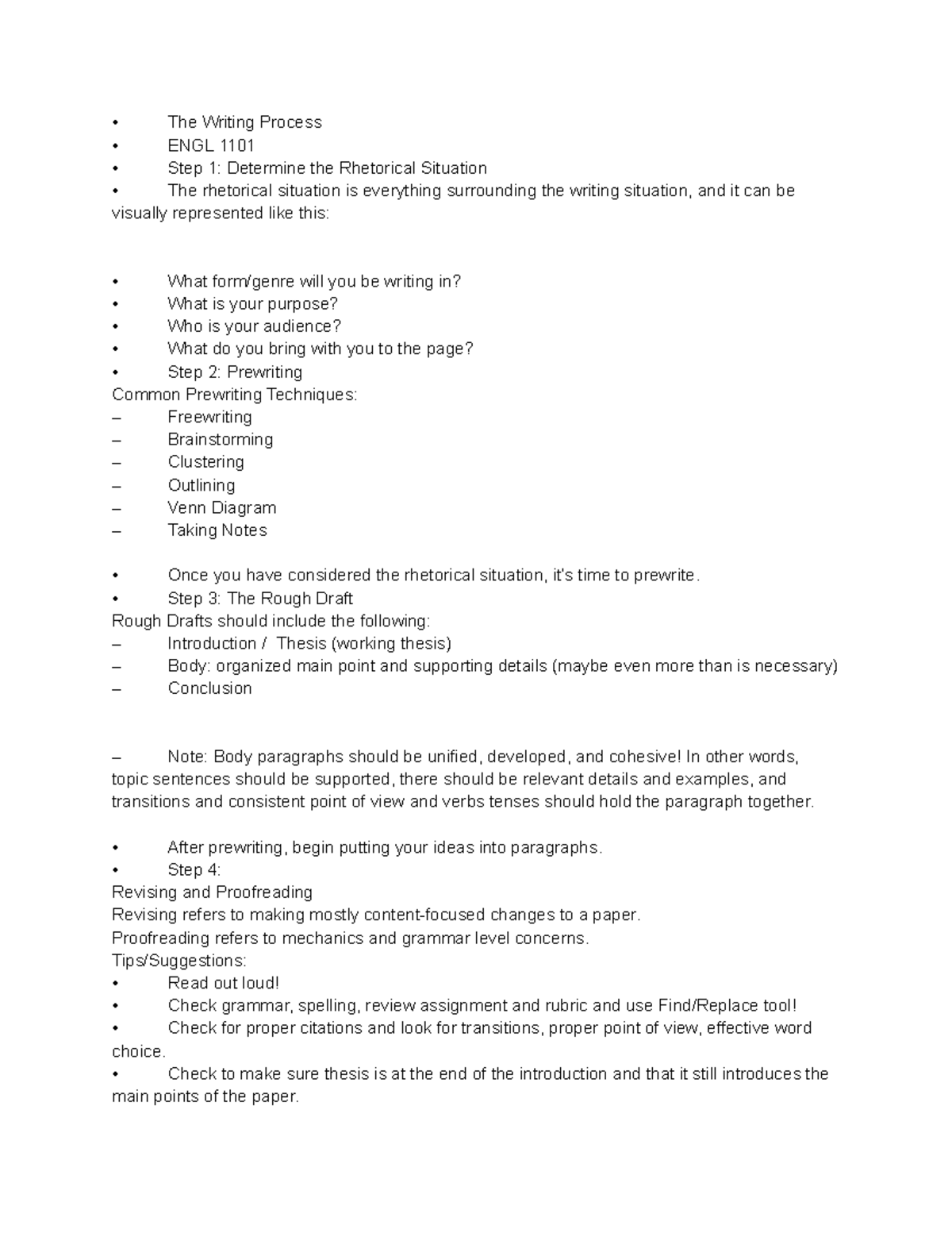 80 - practice - The Writing Process ENGL 1101 Step 1: Determine the ...