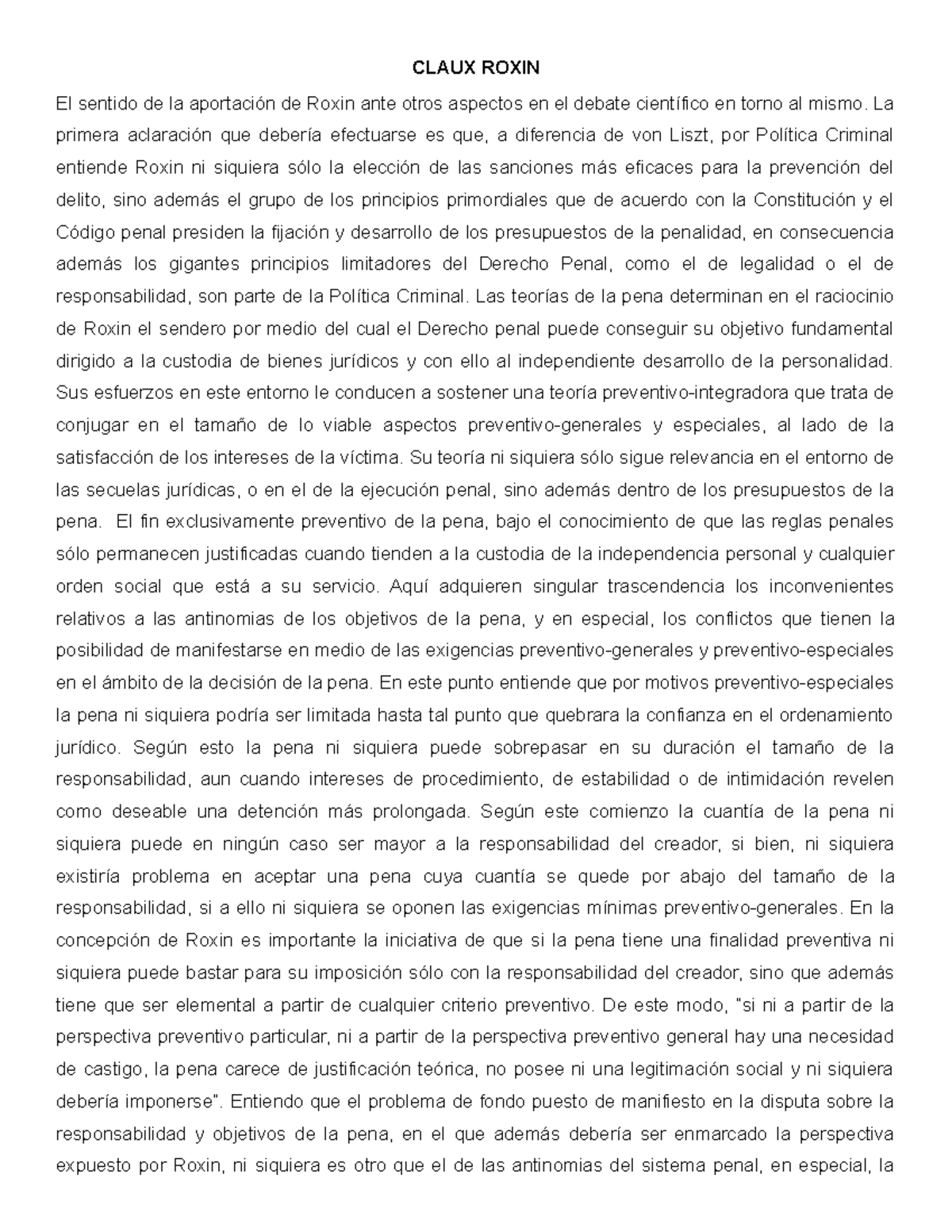 Claux Roxin - Grade: 9 - CLAUX ROXIN El sentido de la aportación de ...