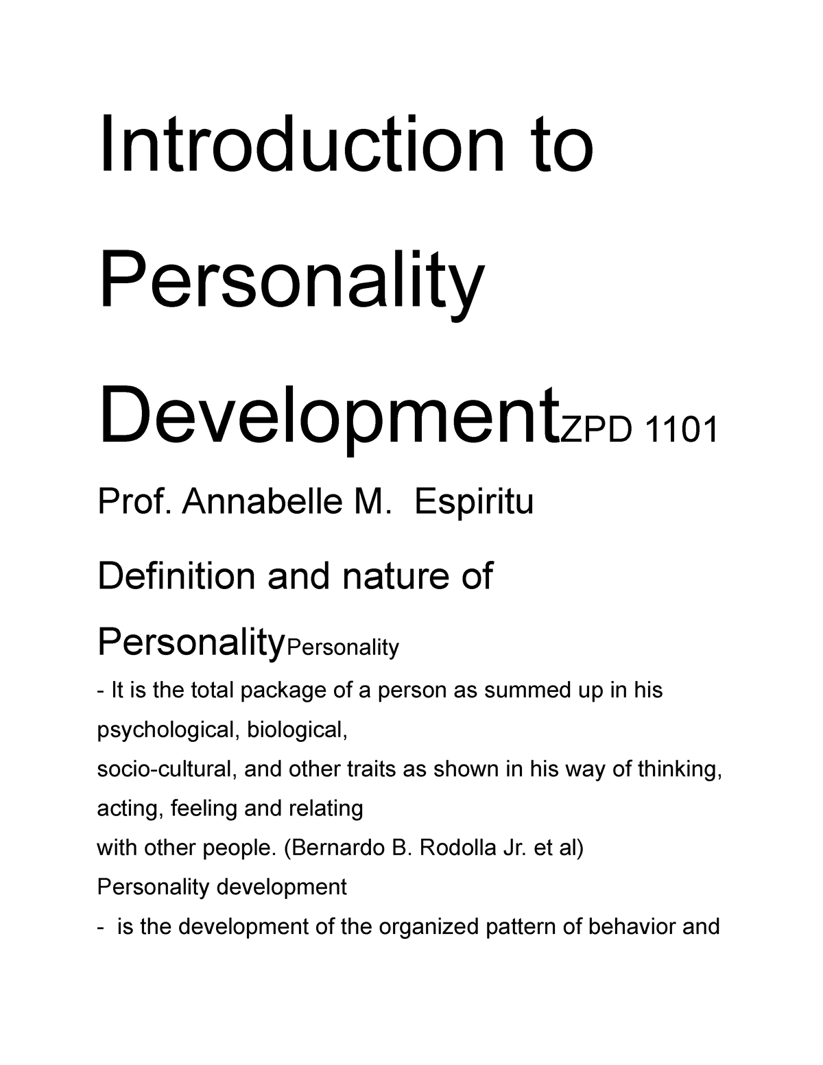 introduction for personality development essay