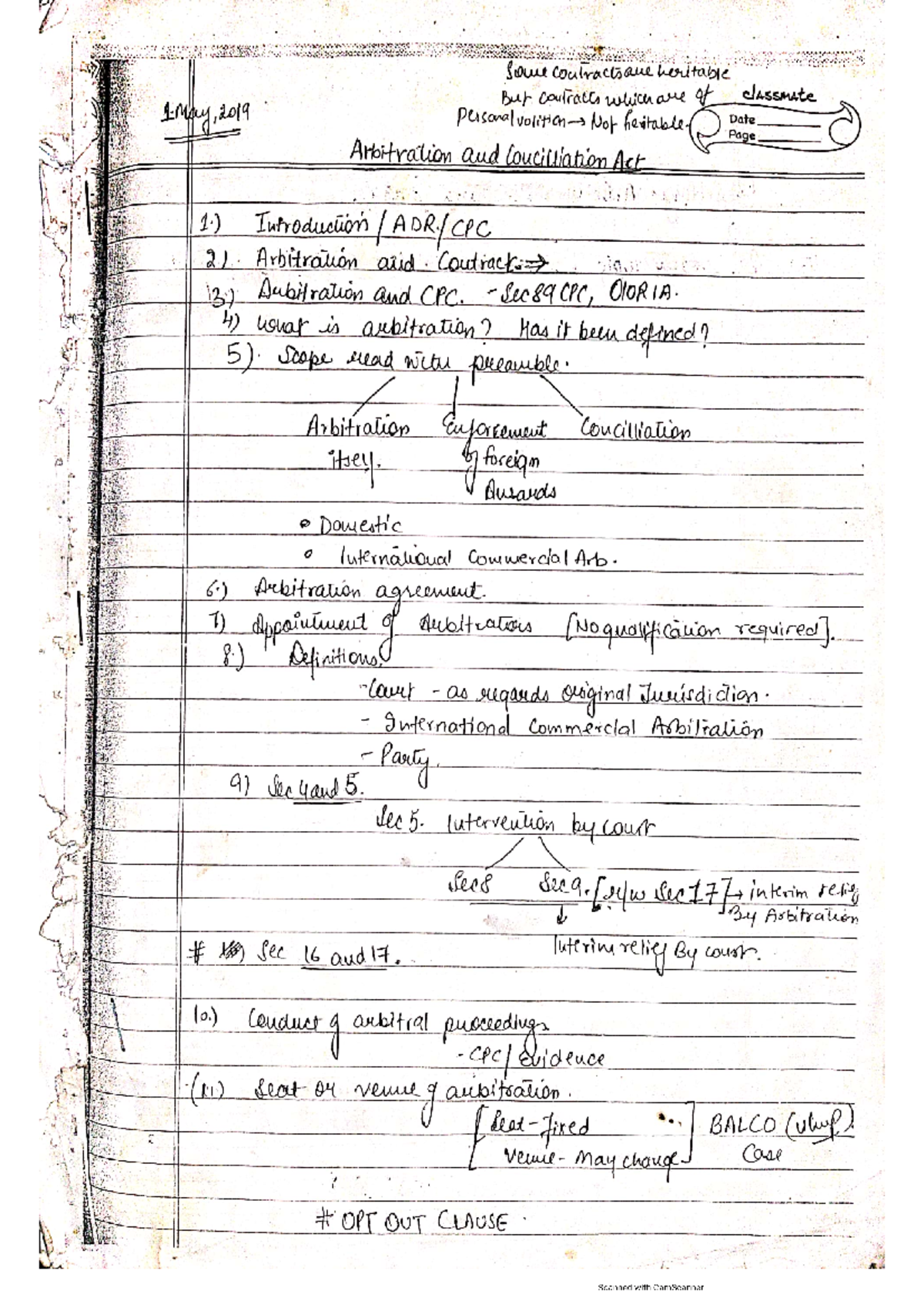 Arbitration Class Notes FOR DJS - Constitutional Law 2 - Studocu
