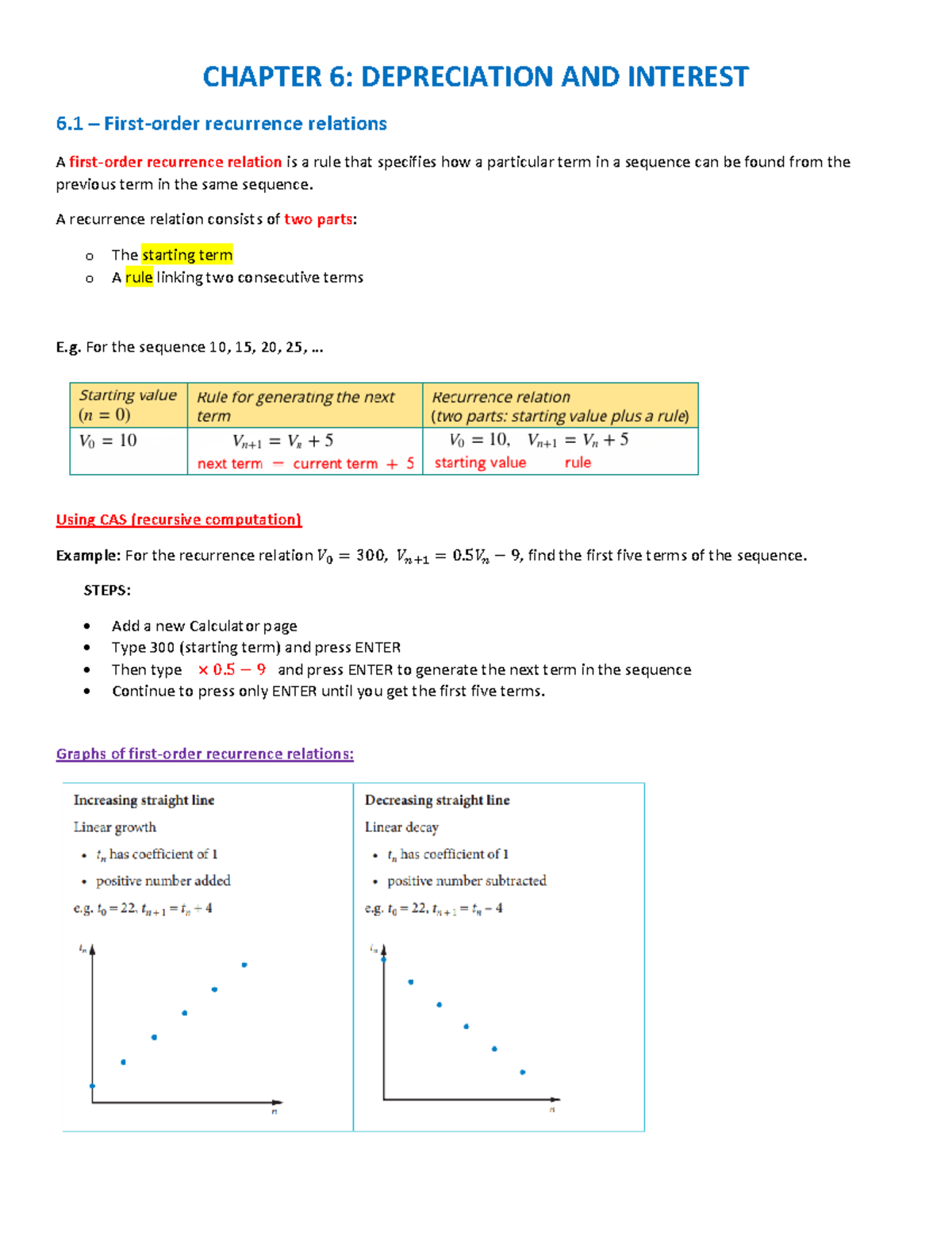 Chapter 6 notes - CHAPTER 6: DEPRECIATION AND INTEREST 6 – First-order ...