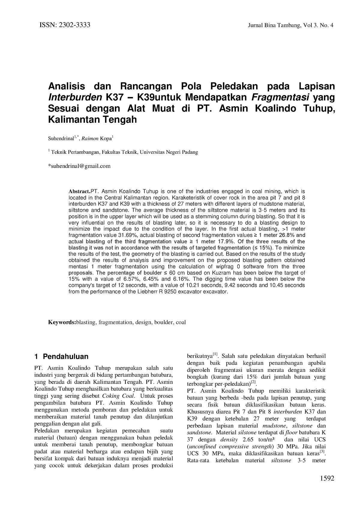 102265 26666 1 PB - Likungan - ISSN: 2302-3333 Jurnal Bina Tambang, Vol ...