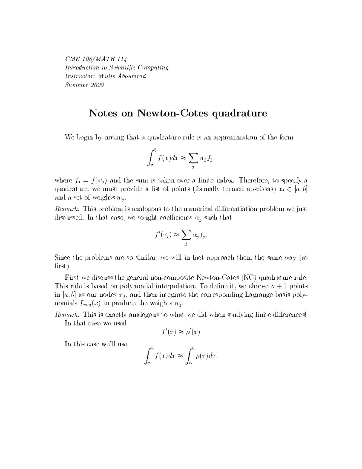 Nc quad - Newton-Cotes quadrature formula developed using 8 ...