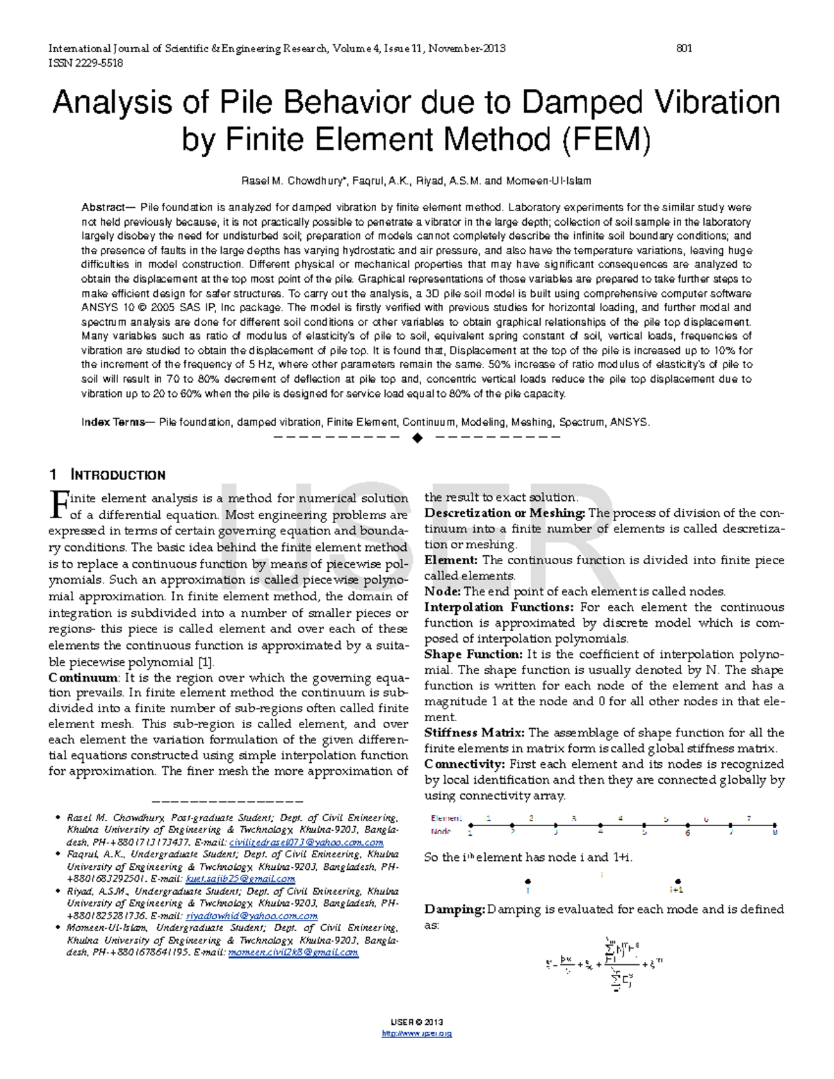 Analysis of Pile Behavior due to Damped Vibration by Finite Element ...