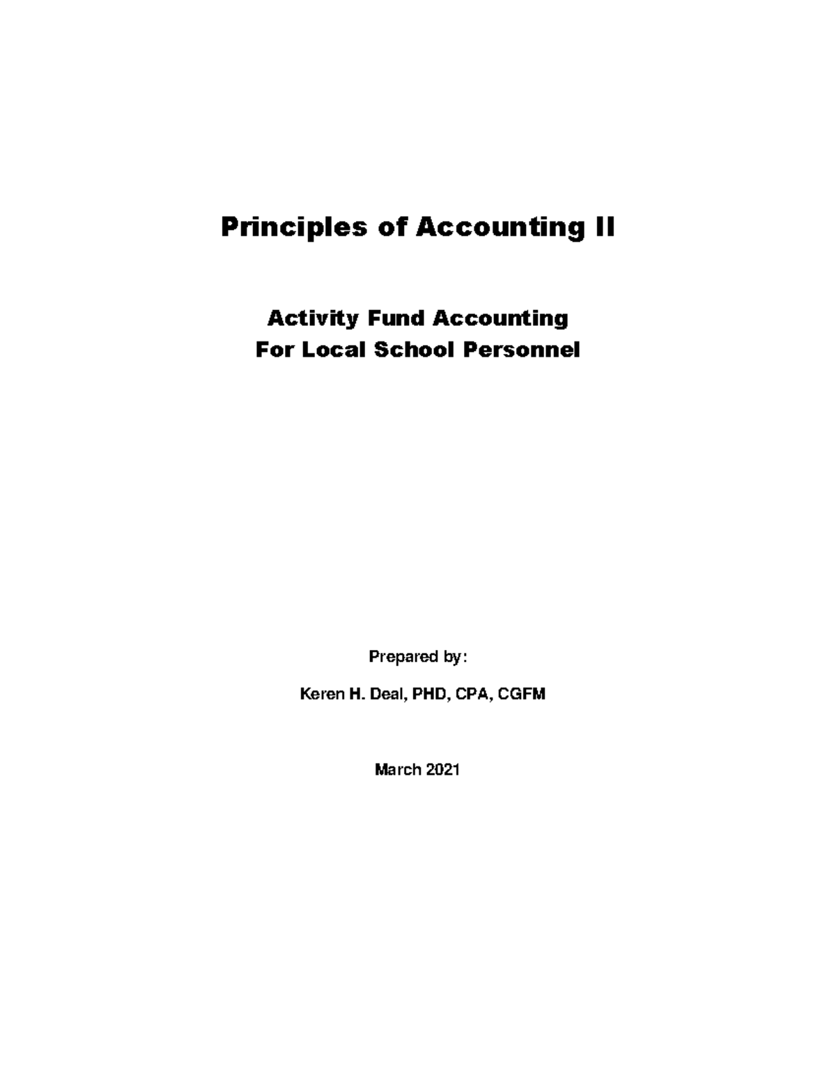 Principles of accounting ii activity fund accounting manual march