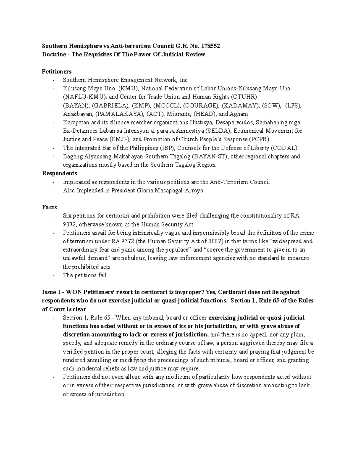 M5 Southern Hemisphere 1 - Southern Hemisphere vs Anti-terrorism ...