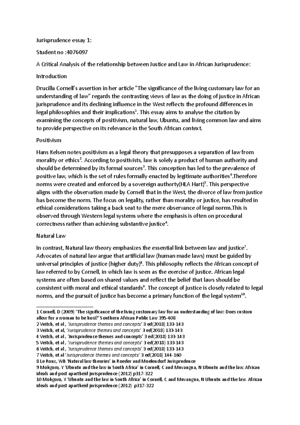 Jurisprudence essay final Jurisprudence essay 1 Student no A