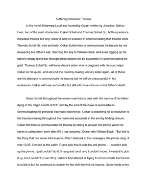 extremely loud and incredibly close essay