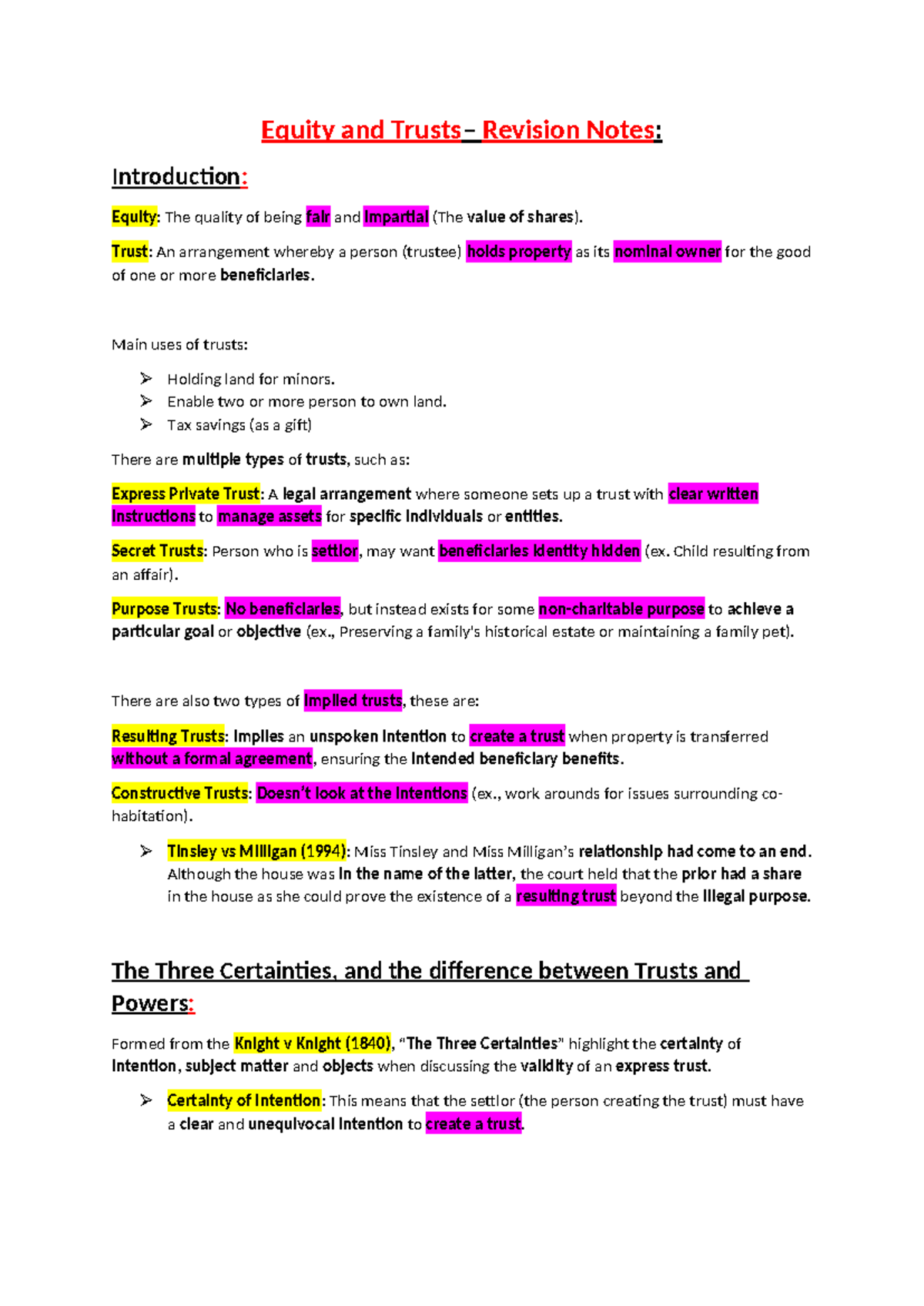 Equity And Trusts Notes Y2 Auto Recovered Equity And Trusts