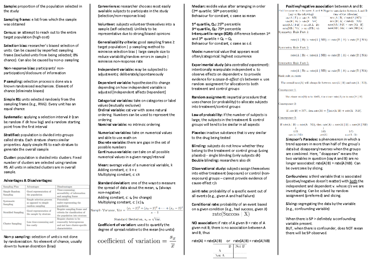 Gea1000 Cheatsheet - Summary Quantitative Reasoning With Data - Sample ...