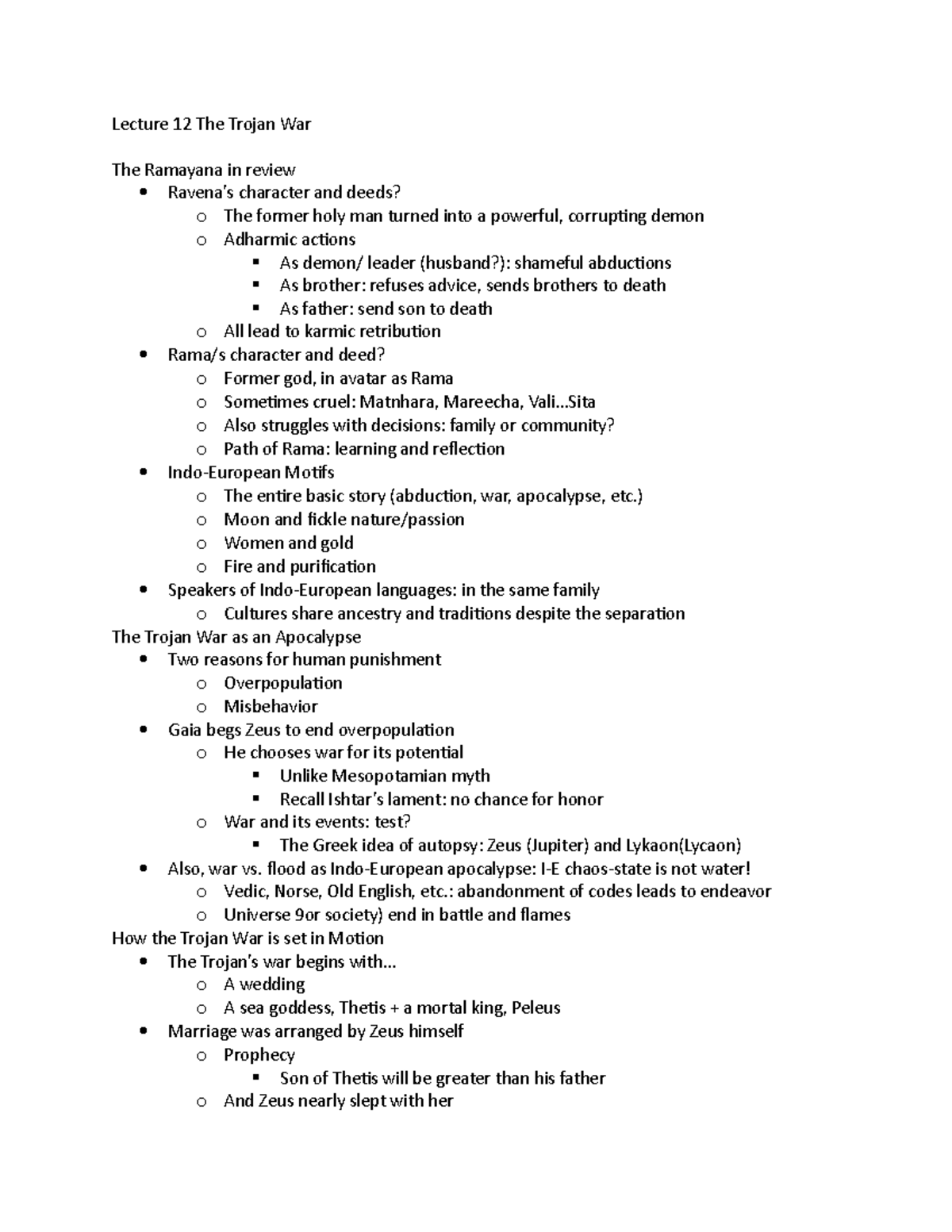 Lecture 12 The Trojan War - . o Also struggles with decisions: family ...