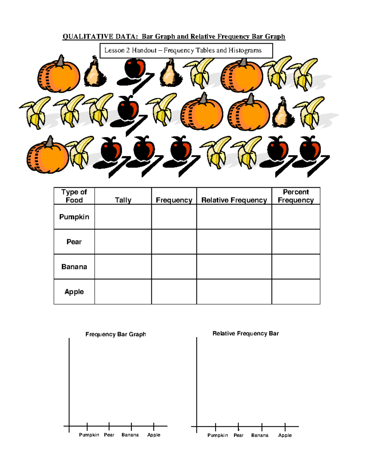 Lesson 2 Handout 4 - Course work - Type of Food Tally Frequency ...