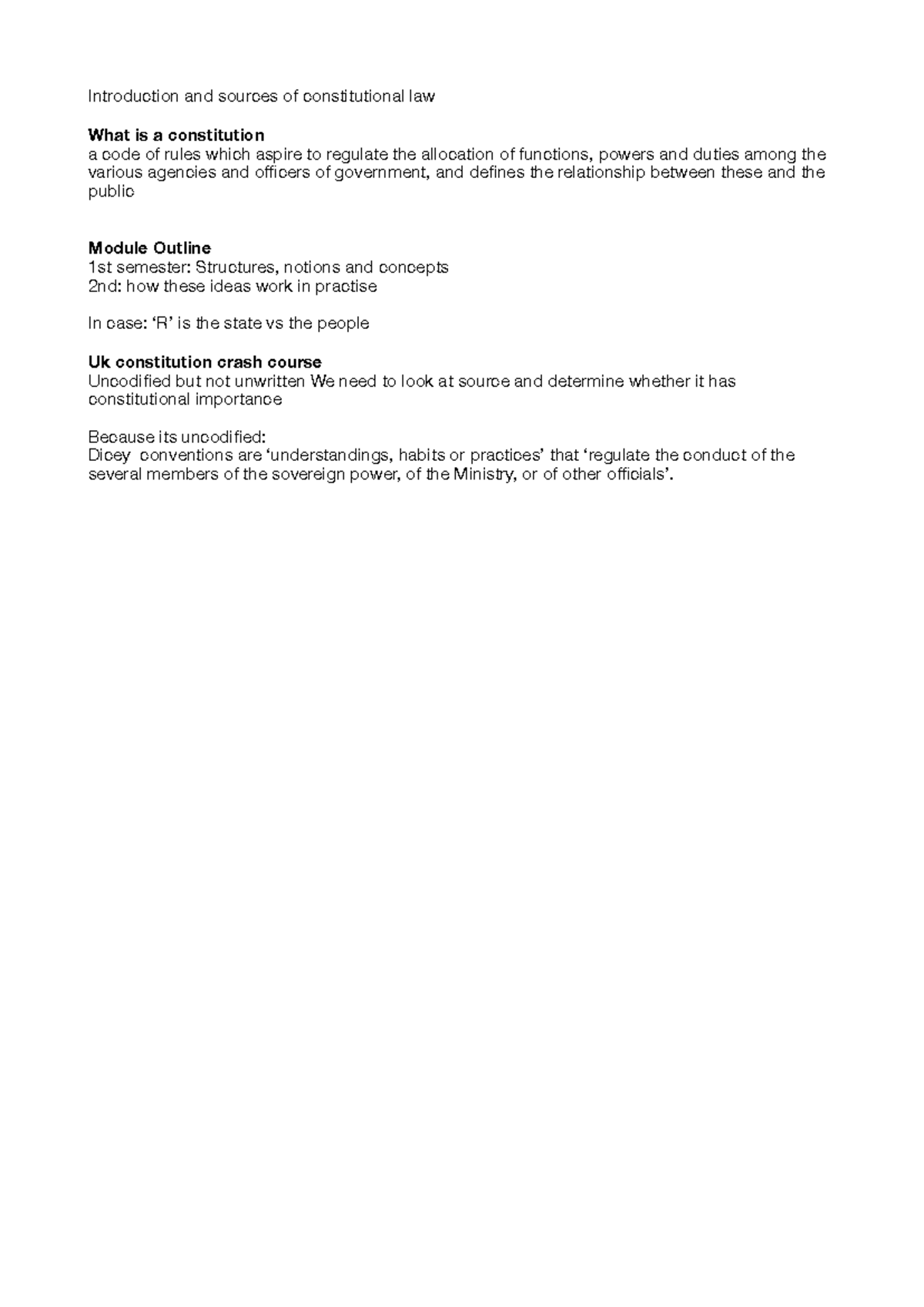 L1 - introduction and sources of constitutional law - Introduction and ...
