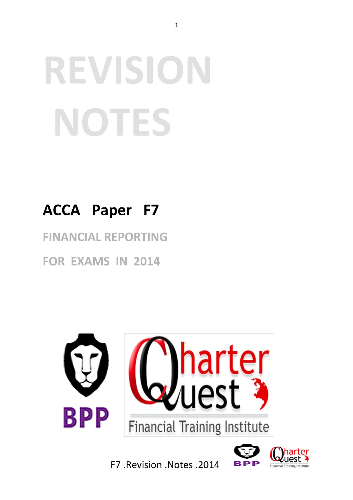 307549577 ACCA F7 Revision Notes Pdf - REVISION NOTES ACCA Paper F ...