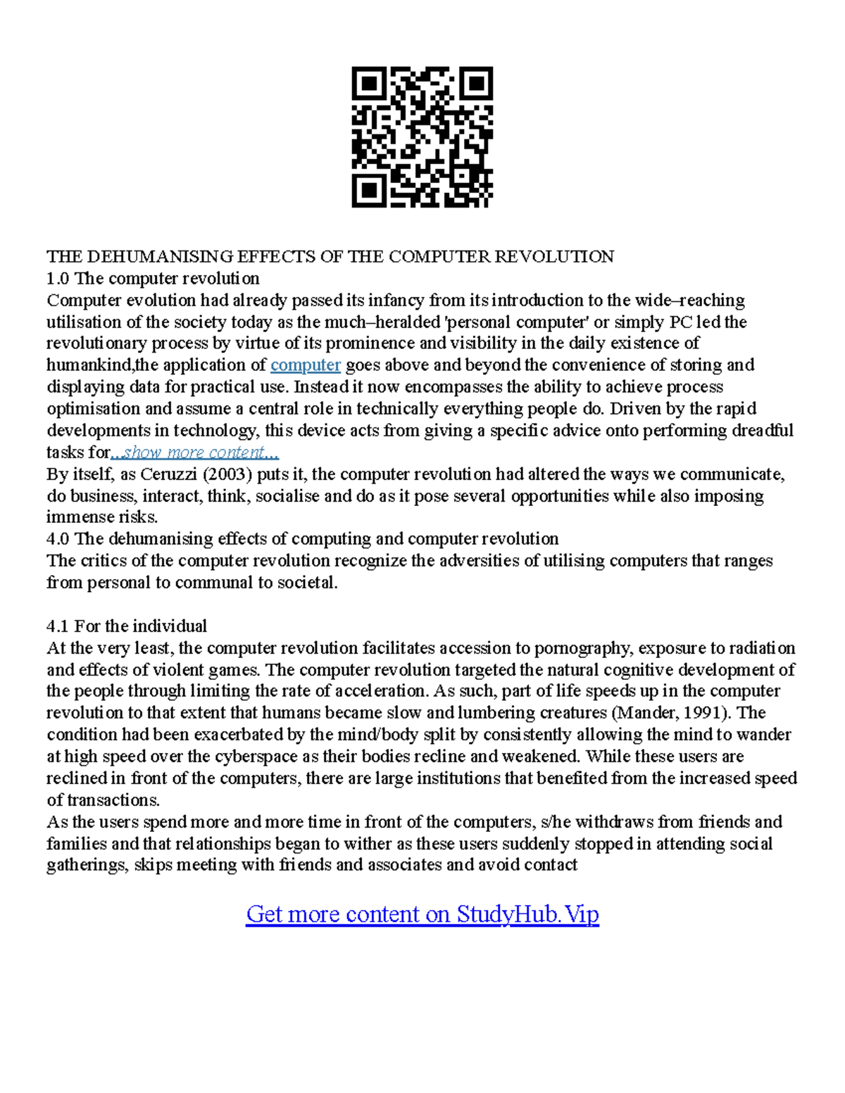 Computer Revolution Essay THE DEHUMANISING EFFECTS OF THE COMPUTER