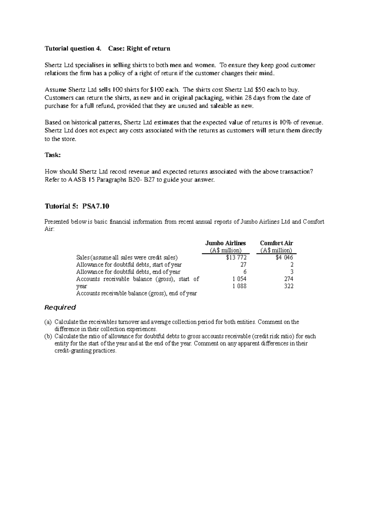 Tutorial 5 Extra Question Semester 2 2021 - ACCT10002 - Unimelb - Studocu