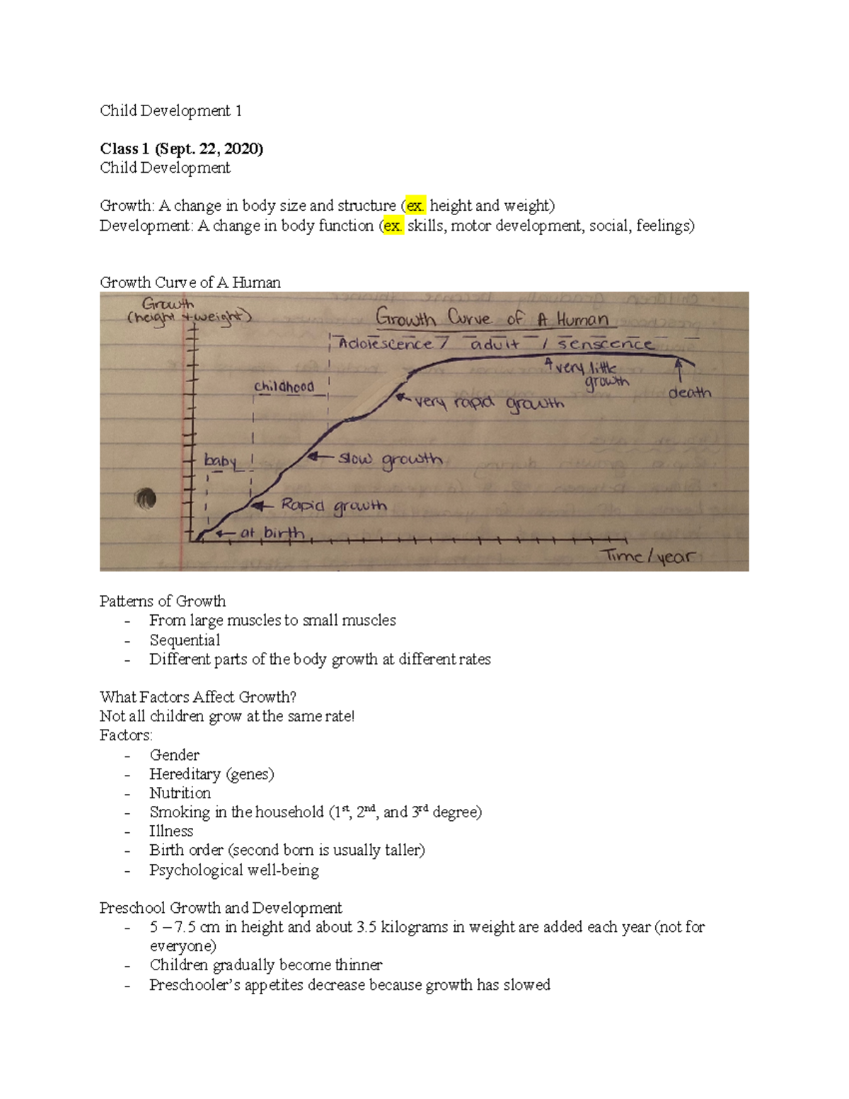 Child Development 1 Class notes Child Development 1 Class 1 (Sept