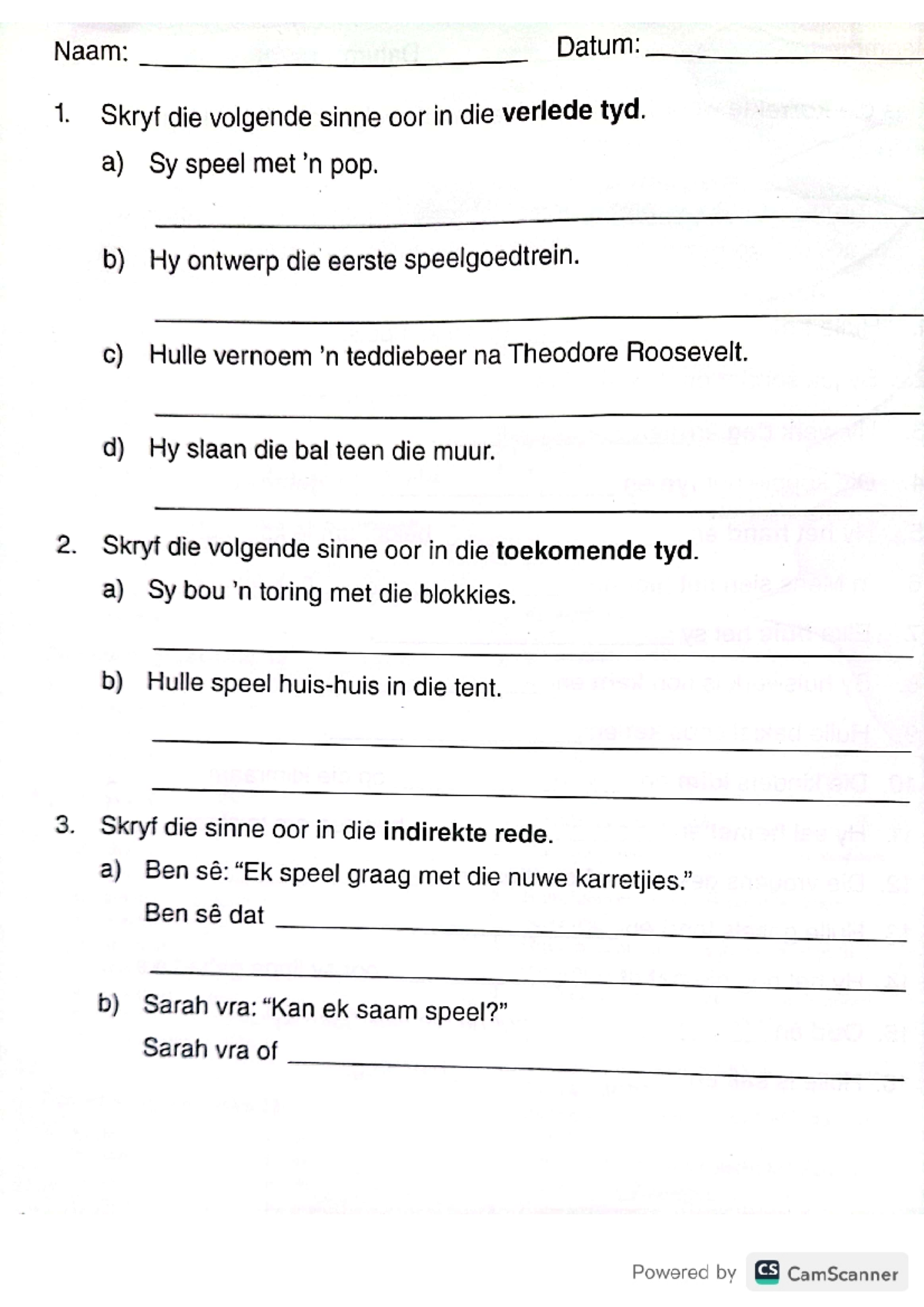 Afrikaans Graad 4 Vakansie Huiswerk, Mnr Phakathir - Naam: Datum: 1 ...