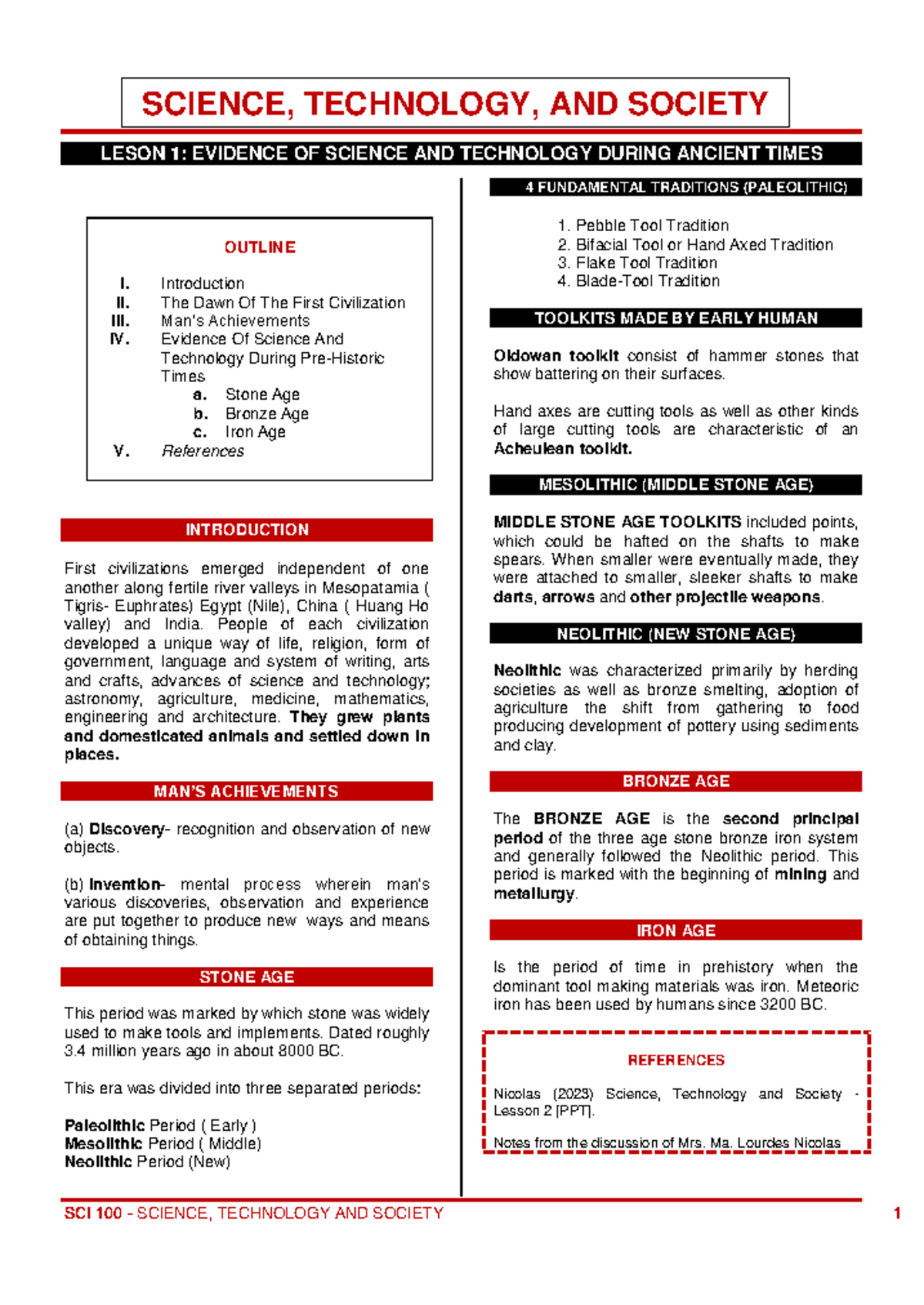 SCI-100 Lesson 1 Reviewer - LESON 1 : EVIDENCE OF SCIENCE AND ...