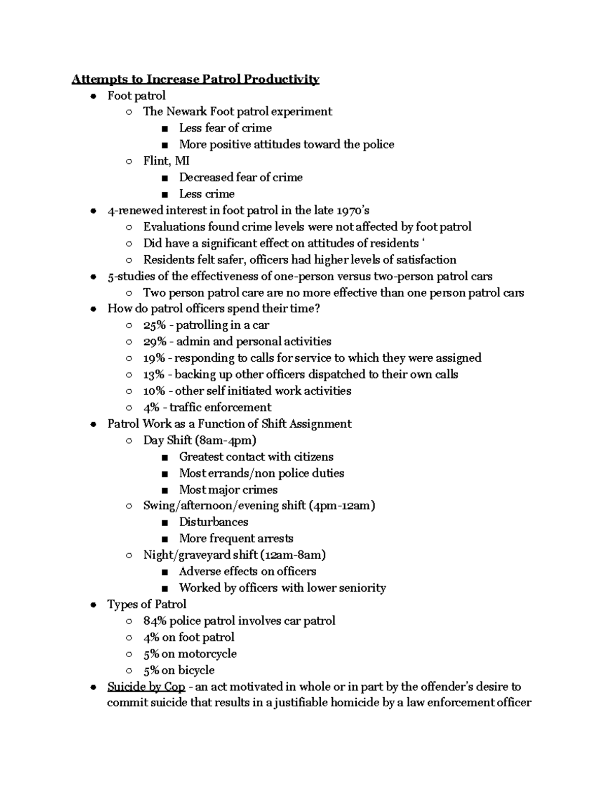 Attempts to Increase Patrol Productivity - 218 Law enforcement officers ...