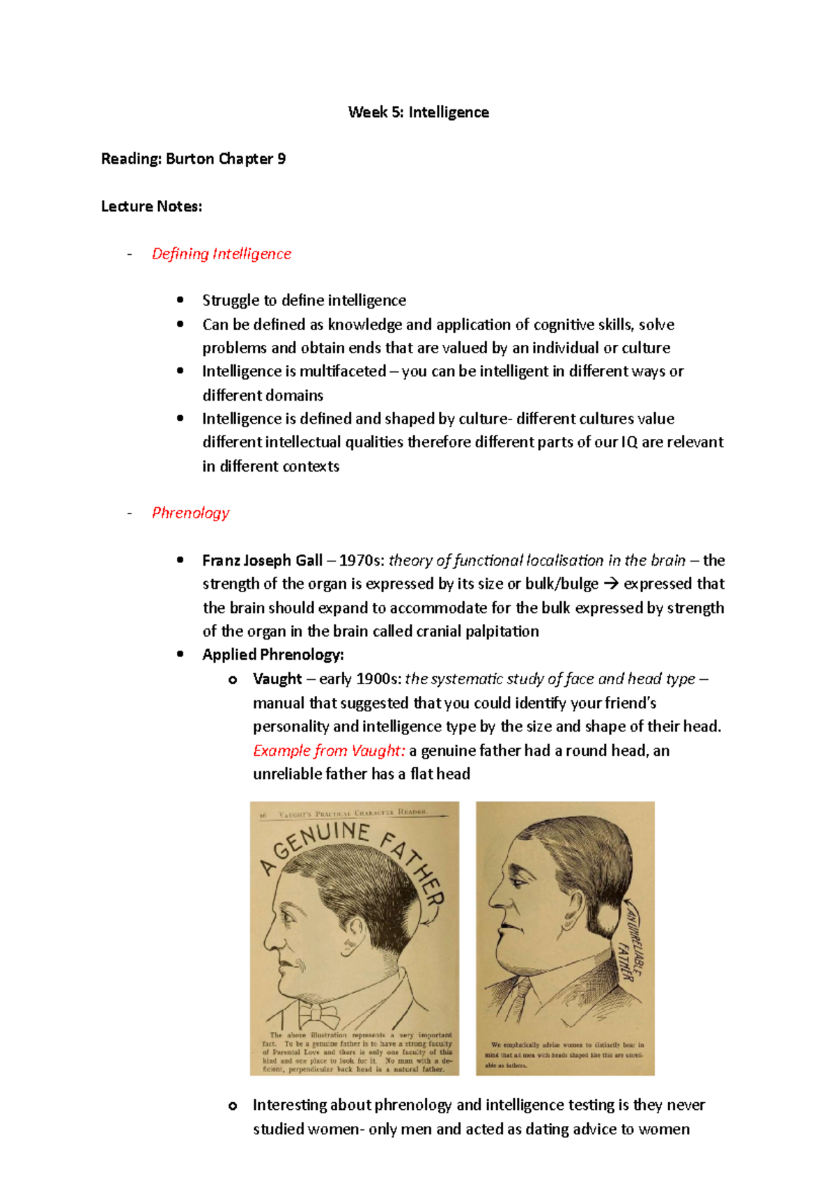 Lecture Notes: Intelligence - Week 5: Intelligence Reading: Burton ...