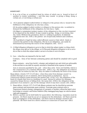 LMC211 Assignment Sheet No. 2 - LMC211: LAW ON OBLIGATIONS AND ...