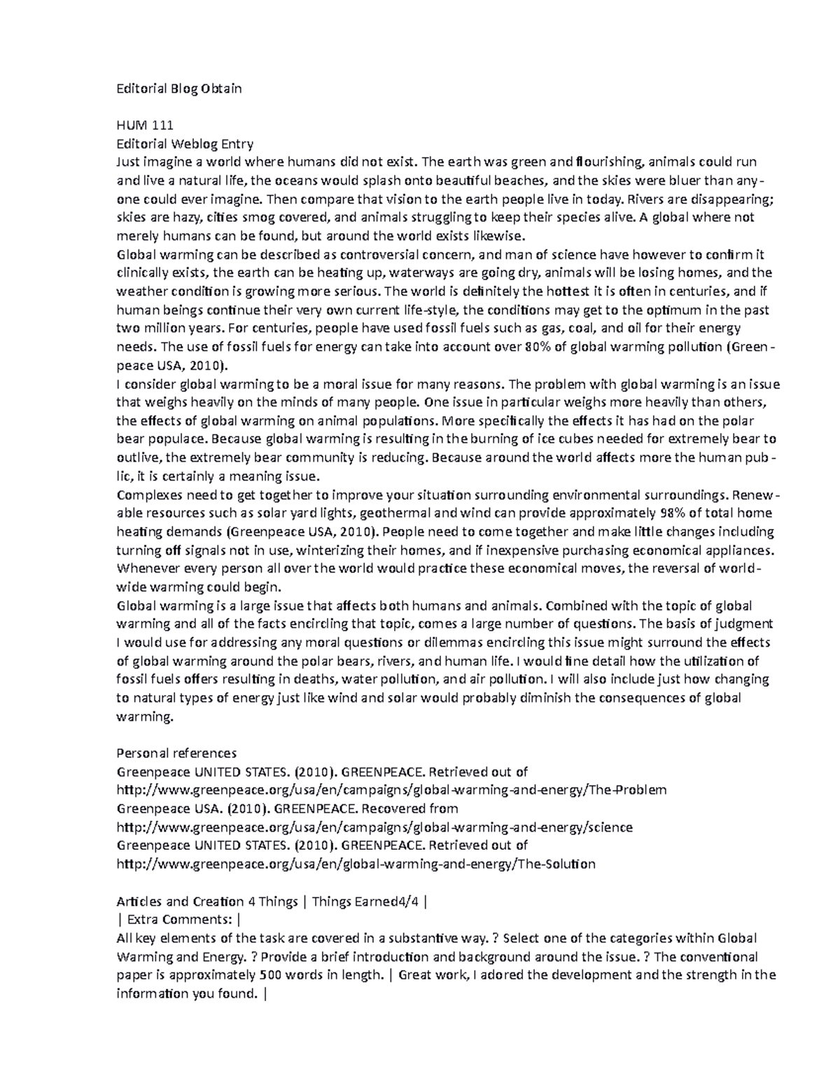 HUM 111 week 11 - assignment - Editorial Blog Obtain HUM 111 Editorial ...