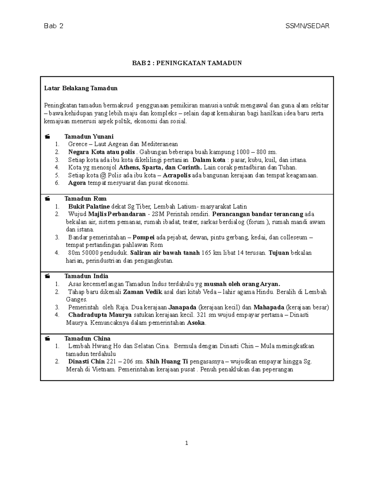 Nota Sejarah Tingkatan 4 Bab 2 Bab 2 Peningkatan Tamadun Latar Belakang Tamadun Peningkatan