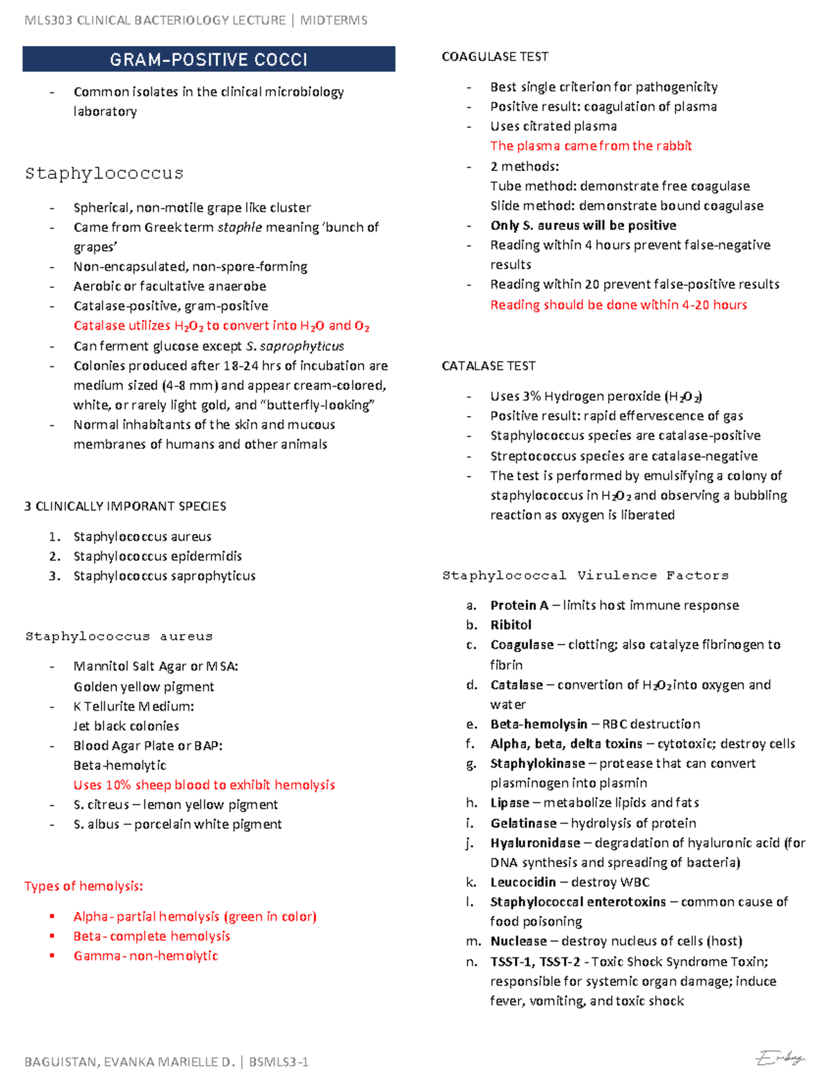 Bacteriology Lecture Midterms - GRAM-POSITIVE COCCI Common Isolates In ...